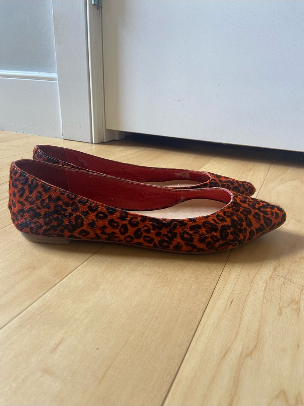 Loeffler Randall Orange Leopard Pointed Toe Flats
